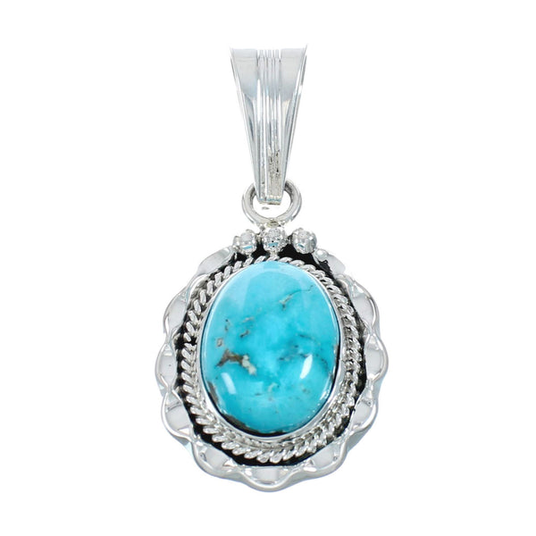 Turquoise Authentic Sterling Silver Navajo Pendant AX128866