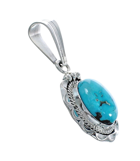 Turquoise Authentic Sterling Silver Navajo Pendant AX128866
