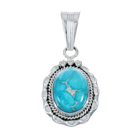 Turquoise Authentic Sterling Silver Navajo Pendant AX128868