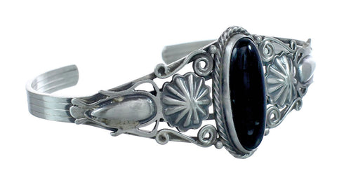 Onyx Authentic Sterling Silver Navajo Cuff Bracelet JX128747