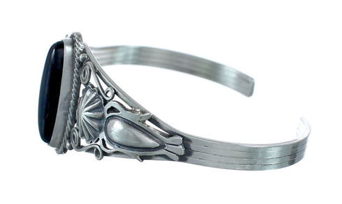 Onyx Authentic Sterling Silver Navajo Cuff Bracelet JX128747