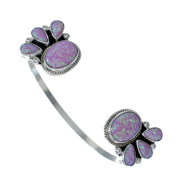 Pink Opal Sterling Silver Native American Cuff Bracelet JX128794