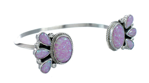 Pink Opal Sterling Silver Native American Cuff Bracelet JX128794