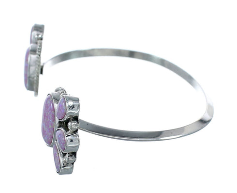 Pink Opal Sterling Silver Native American Cuff Bracelet JX128794