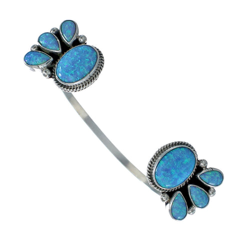 Blue Opal Sterling Silver Native American Cuff Bracelet JX128795