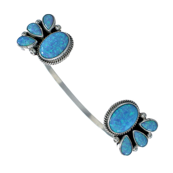 Blue Opal Sterling Silver Native American Cuff Bracelet JX128795