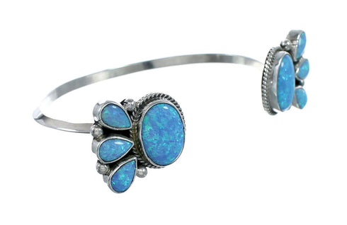 Blue Opal Sterling Silver Native American Cuff Bracelet JX128795