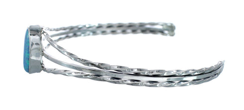 Blue Opal Sterling Silver Native American Cuff Bracelet JX128762