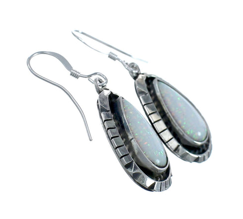 Native American Genuine Sterling Silver Opal Dangle Earring AX129217