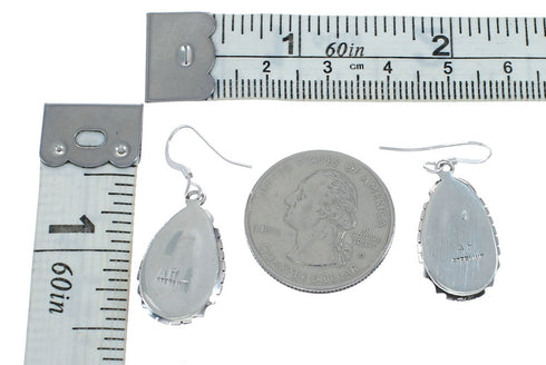 Native American Genuine Sterling Silver Opal Dangle Earring AX129217