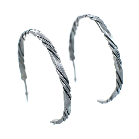 Native American Sterling Silver Post Hoop Earrings JX128921