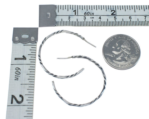 Native American Sterling Silver Post Hoop Earrings JX128921