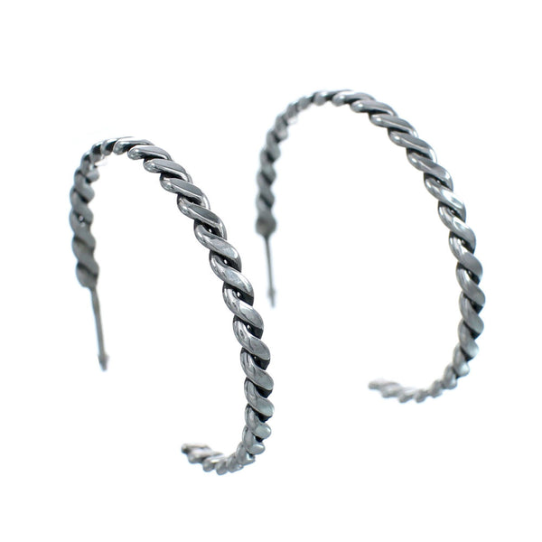 Native American Twisted Sterling Silver Post Hoop Earrings JX128920