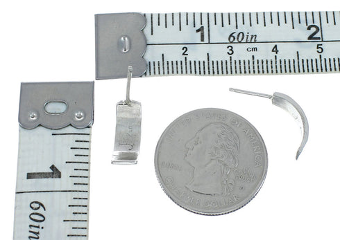 Zuni Sterling Silver Turquoise Post Hoop Earrings JX128928