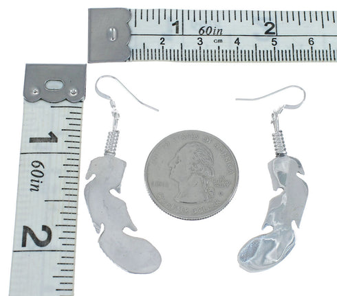 Native American Sterling Silver Feather Hook Dangle Earrings JX128909