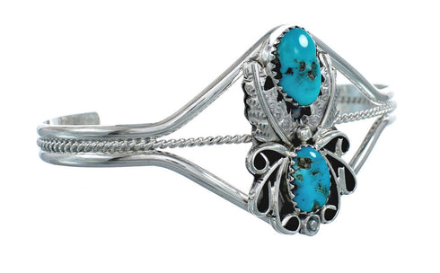 Native American Genuine Sterling Silver Turquoise Stone Cuff Bracelet JX128801
