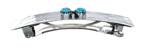 Native American Navajo Turquoise Sterling Silver Hair Barrette JX129045