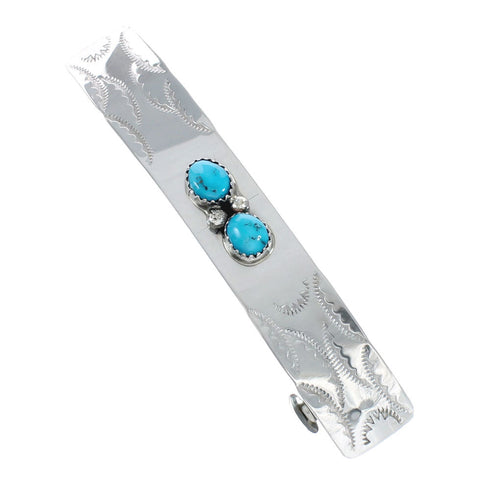 Native American Navajo Turquoise Sterling Silver Hair Barrette JX129047
