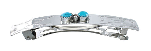 Native American Navajo Turquoise Sterling Silver Hair Barrette JX129047