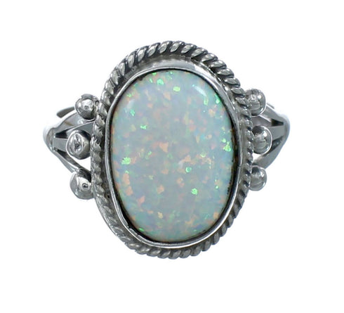 Native American Navajo Sterling Silver White Opal Ring Size 6-1/4 JX128993