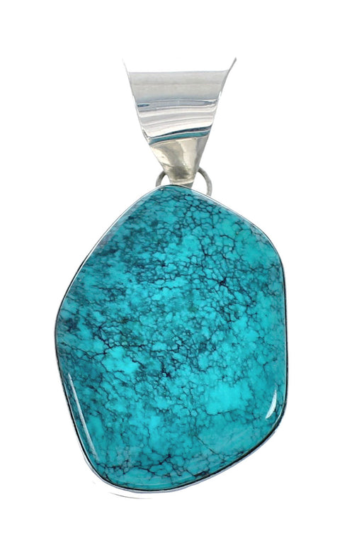 Sterling Silver Turquoise Native American Bead Necklace Pendant Set JX129241