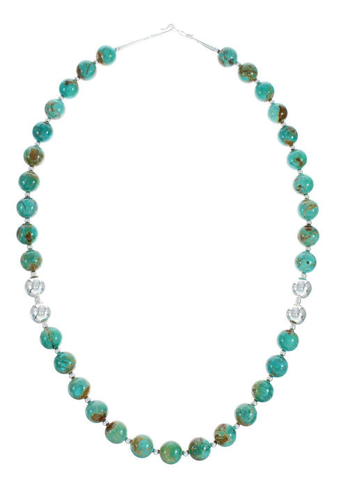 Native American Turquoise and Amber Bead Sterling Silver Necklace JX129245