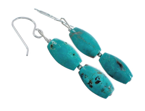 Sterling Silver Native American Turquoise Bead Hook Dangle Earrings JX129250