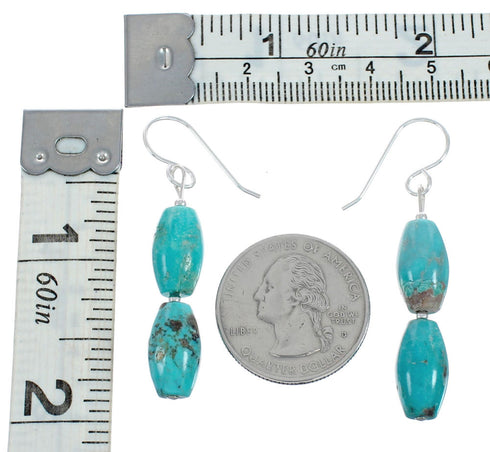Sterling Silver Native American Turquoise Bead Hook Dangle Earrings JX129250