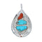 Native American Zuni Turquoise Coral Sterling Silver Snake Pendant AX129374