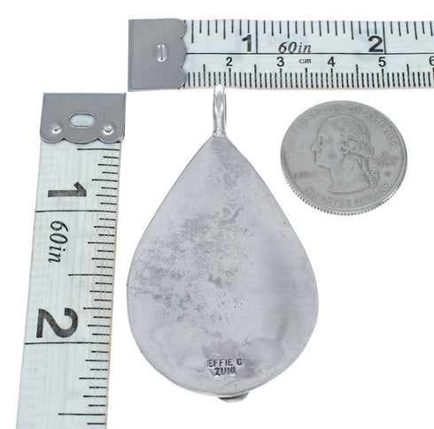 Native American Zuni Turquoise Coral Sterling Silver Snake Pendant AX129374