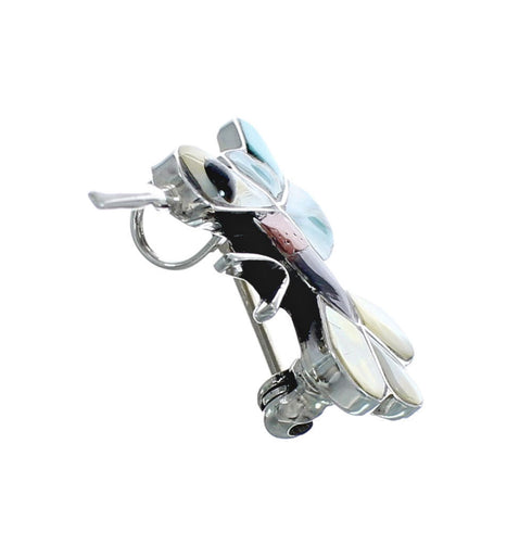 Zuni Multicolor Inlay Genuine Sterling Silver Hummingbird Pin Pendant AX129412