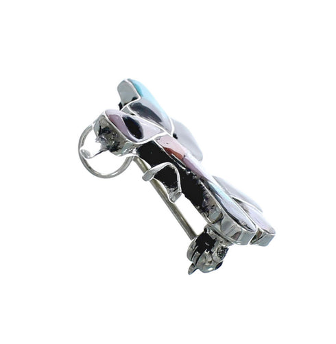 Zuni Multicolor Inlay Genuine Sterling Silver Hummingbird Pin Pendant AX129415