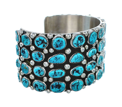 Genuine Sterling Silver Navajo Turquoise Cuff Bracelet AX129442