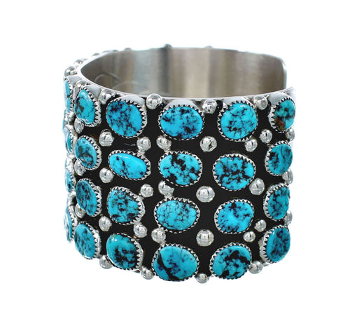 Genuine Sterling Silver Navajo Turquoise Cuff Bracelet AX129442
