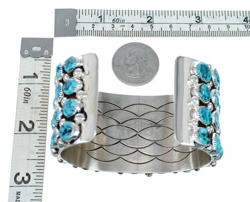 Genuine Sterling Silver Navajo Turquoise Cuff Bracelet AX129442