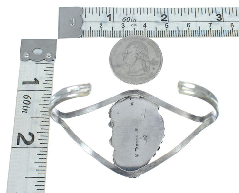 Sterling Silver Turquoise And Coral Navajo Leaf And Flower Cuff Bracelet AX129479