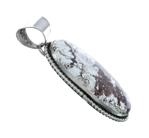 Navajo Wild Horse Turquoise And Authentic Sterling Silver Pendant AX129485