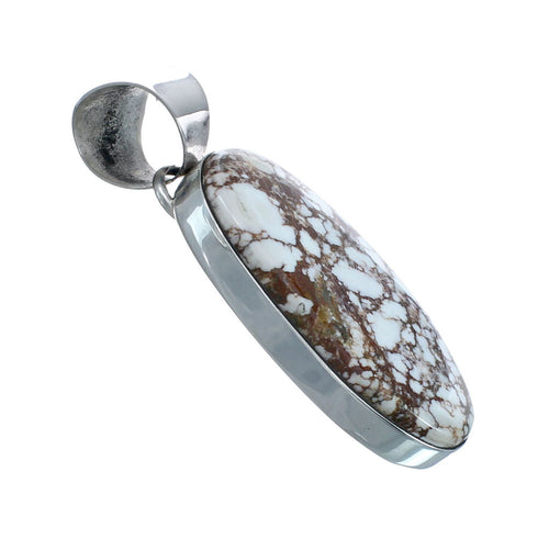 Navajo Wild Horse Turquoise And Authentic Sterling Silver Pendant AX129487