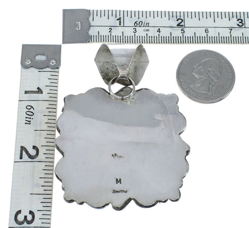 Navajo Wild Horse Turquoise And Authentic Sterling Silver Pendant AX129488