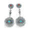 Geuine Sterling Silver Concho Turquoise And Coral Earrings AX129516