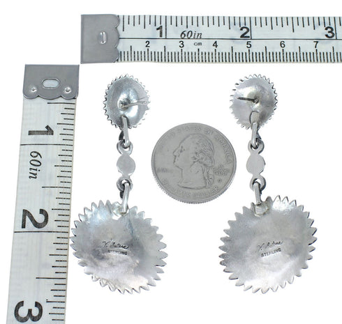 Geuine Sterling Silver Concho Turquoise And Coral Earrings AX129516