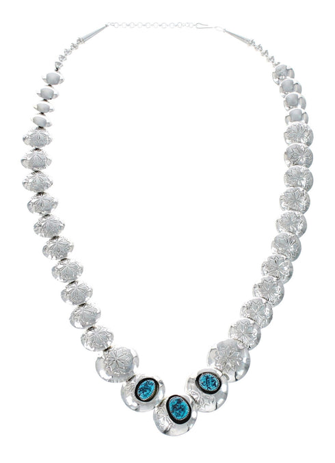 Navajo Turquoise Light Weight Hollow Sterling Silver Necklace AX129537