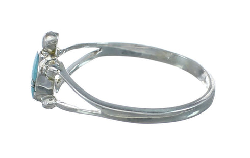 Authentic Sterling Silver Turtle Turquoise Ring Size 5-3/4 JX129640