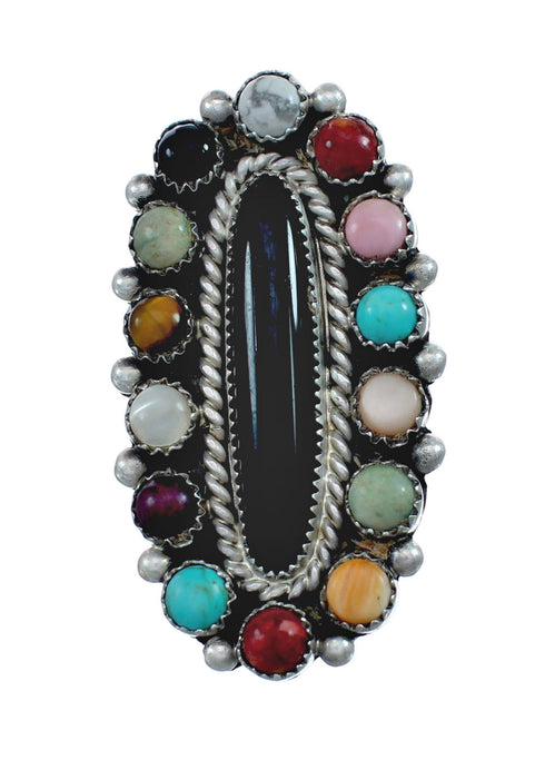 Native American Sterling Silver Multistone Inlay Ring Size 10-1/2 AX129573