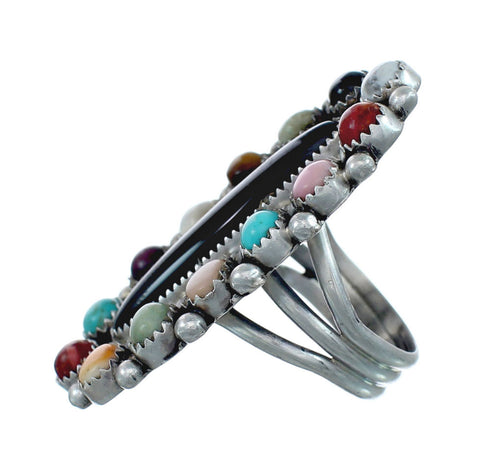 Native American Sterling Silver Multistone Inlay Ring Size 10-1/2 AX129573