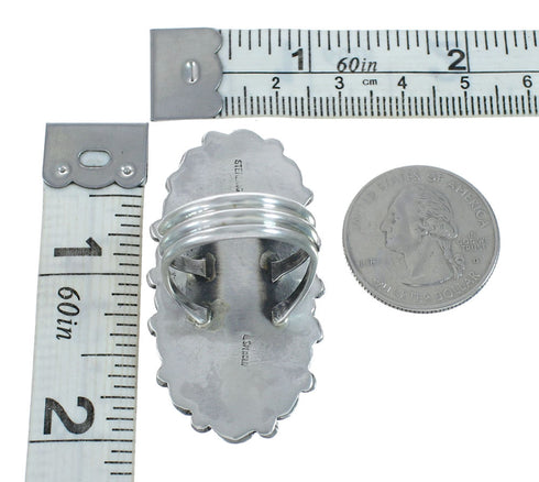 Native American Sterling Silver Multistone Inlay Ring Size 10-1/2 AX129573