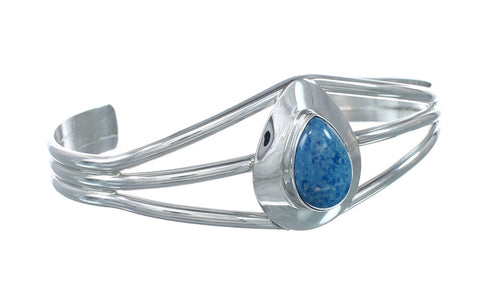 Man Made Denim Lapis Genuine Sterling Silver Native American Cuff Bracelet JX129734