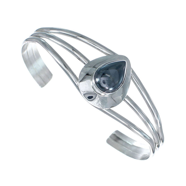 Genuine Sterling Silver Hematite Native American Cuff Bracelet JX129735