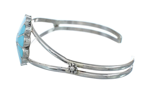 Zuni Multicolor Inlay Sunface Sterling Silver Cuff Bracelet NN20294
