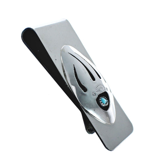 Navajo Sterling Silver Turquoise Bear Paw Money Clip NN20278